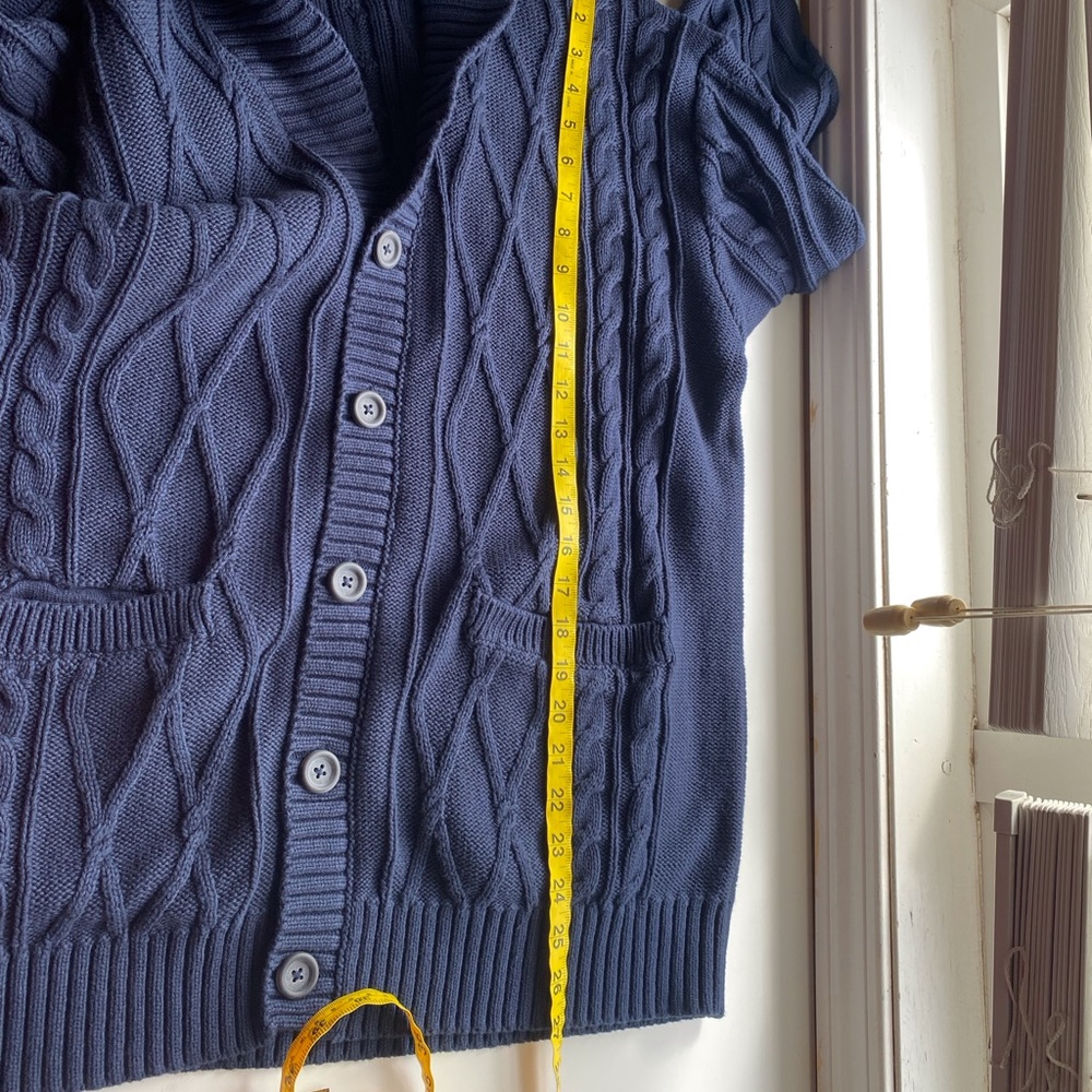 Old Navy Shawl Collar Fisherman Cardigan Men Large Cable Knit Navy Blue Cozy - Picture 13 of 13
